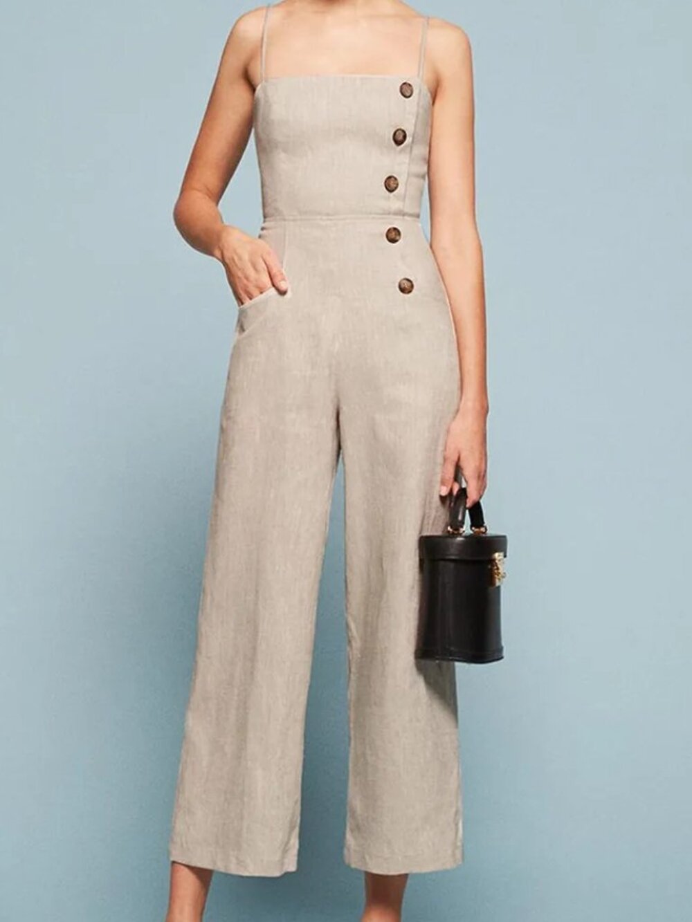 Reformation 100% Linen Cropped Jumpsuit Size 6 Petite